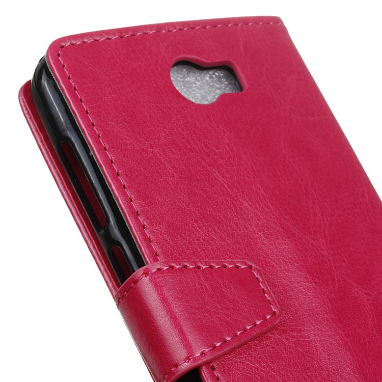 Crazy Horse Wallet Leather Stand Cover for Huawei Y6II Compact - Rose-7