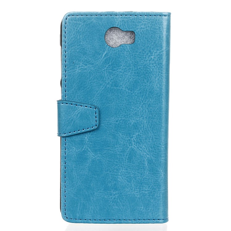 Crazy Horse Magnetic Leather Wallet Case for Huawei Y6II Compact - Blue-2