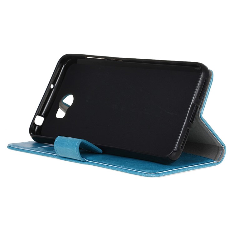 Crazy Horse Magnetic Leather Wallet Case for Huawei Y6II Compact - Blue-4