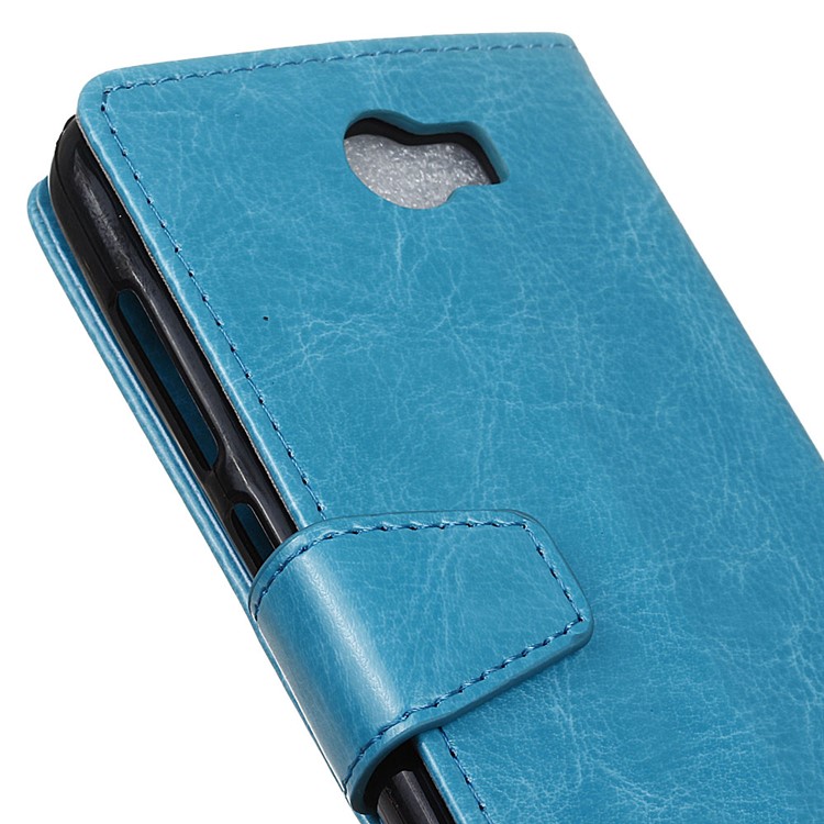 Crazy Horse Magnetic Leather Wallet Case for Huawei Y6II Compact - Blue-7