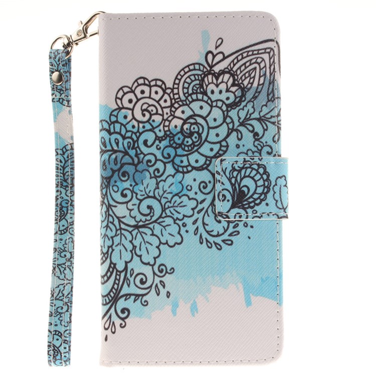 Leather Wallet Stand Cover for Huawei Ascend P8 Lite - Abstract Flower-2