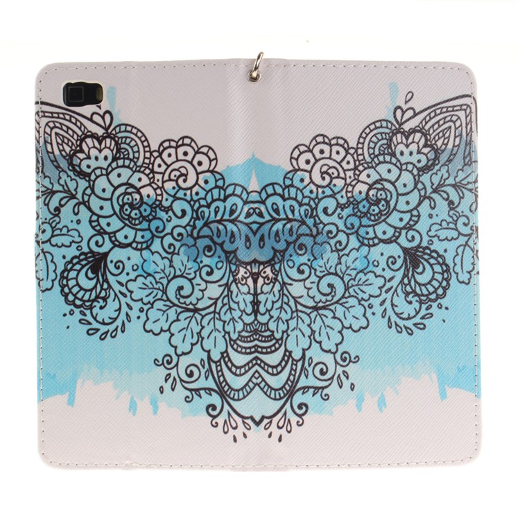 Leather Wallet Stand Cover for Huawei Ascend P8 Lite - Abstract Flower-4