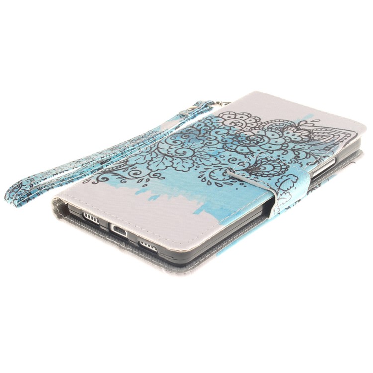 Leather Wallet Stand Cover for Huawei Ascend P8 Lite - Abstract Flower-5