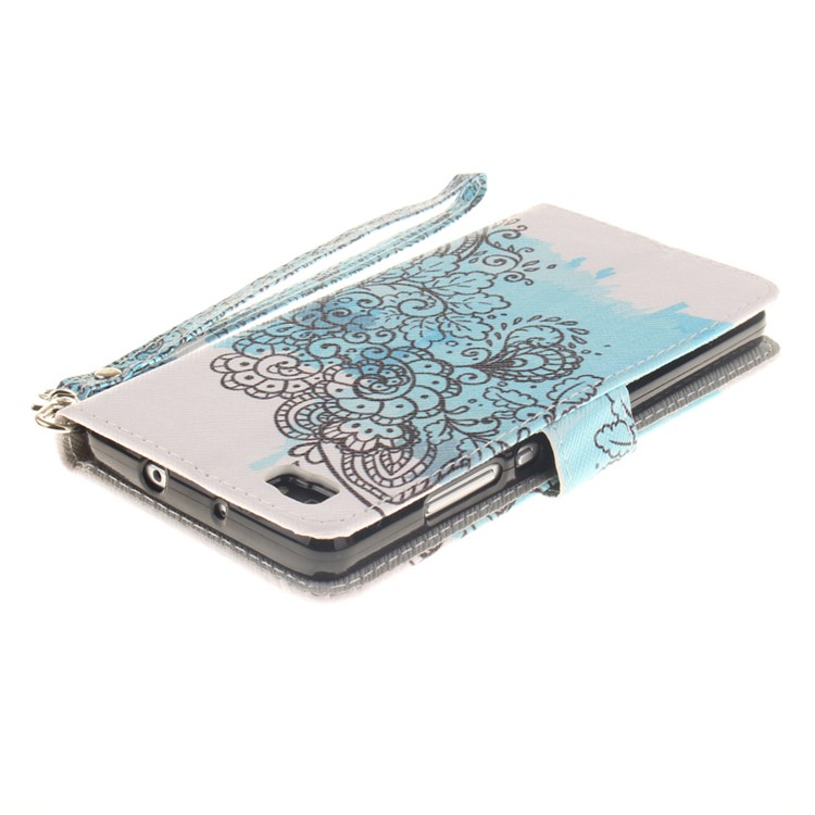 Leather Wallet Stand Cover for Huawei Ascend P8 Lite - Abstract Flower-6