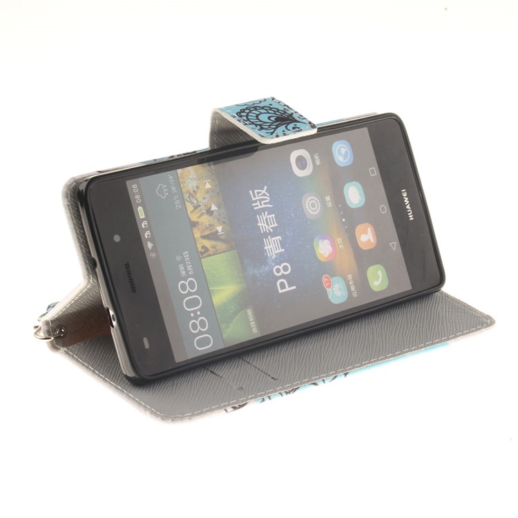 Leather Wallet Stand Cover for Huawei Ascend P8 Lite - Abstract Flower-7