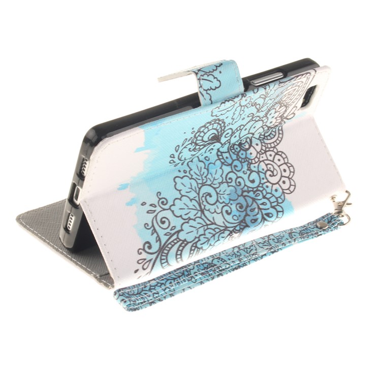 Leather Wallet Stand Cover for Huawei Ascend P8 Lite - Abstract Flower-8