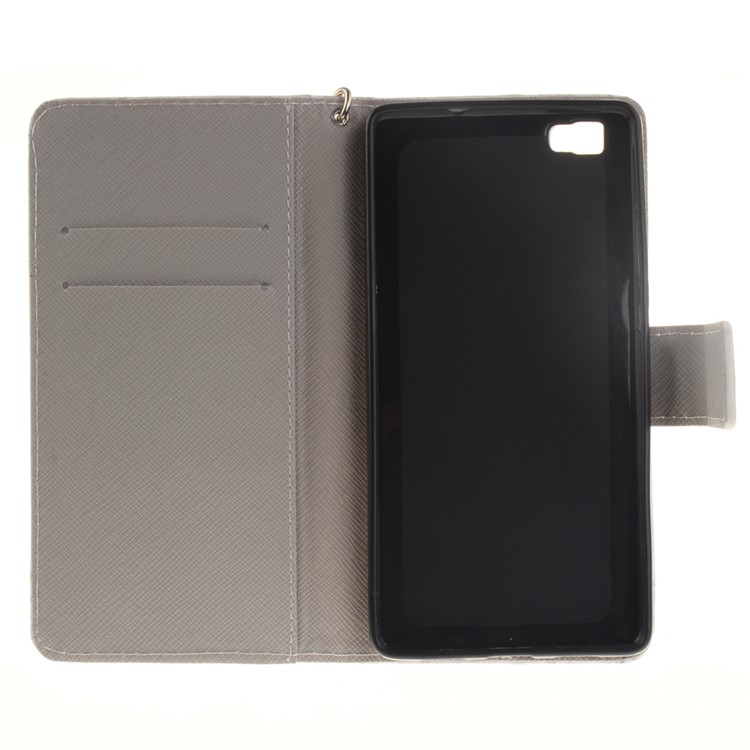 Wallet Stand Leather Shell for Huawei Ascend P8 Lite - Stencil Pattern-10