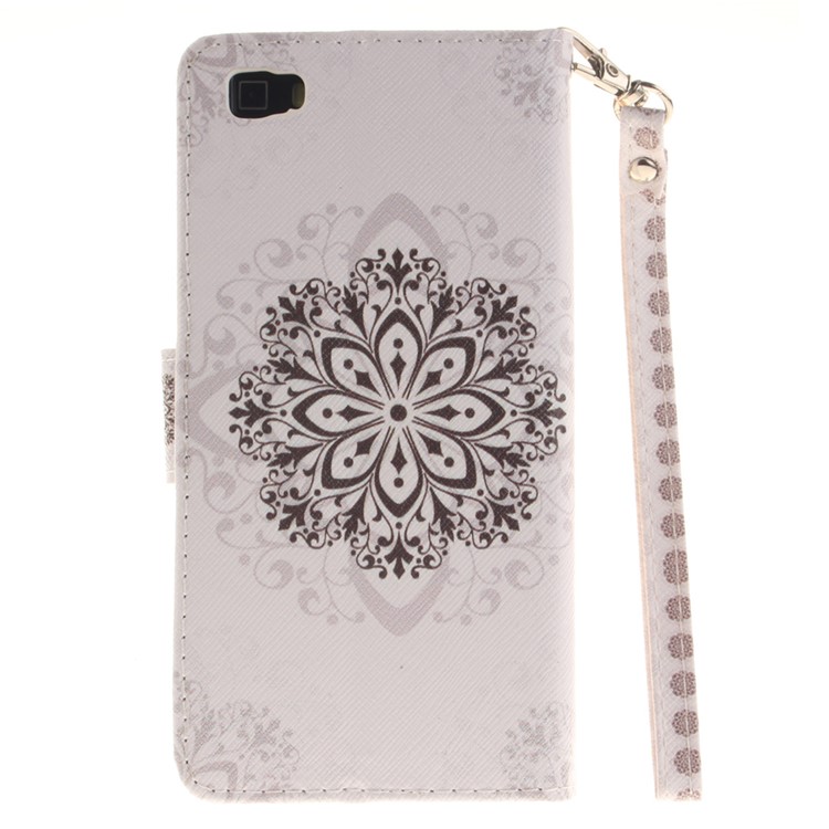 Wallet Stand Leather Shell for Huawei Ascend P8 Lite - Stencil Pattern-3