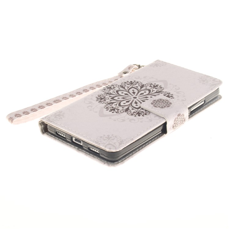 Wallet Stand Leather Shell for Huawei Ascend P8 Lite - Stencil Pattern-4