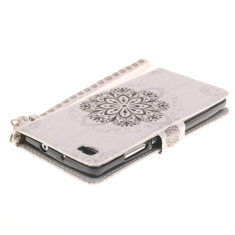 Wallet Stand Leather Shell for Huawei Ascend P8 Lite - Stencil Pattern-5