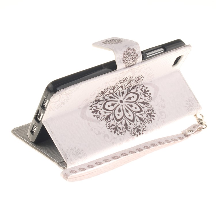 Wallet Stand Leather Shell for Huawei Ascend P8 Lite - Stencil Pattern-7