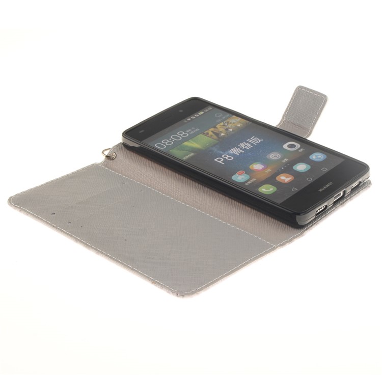 Wallet Stand Leather Shell for Huawei Ascend P8 Lite - Stencil Pattern-8
