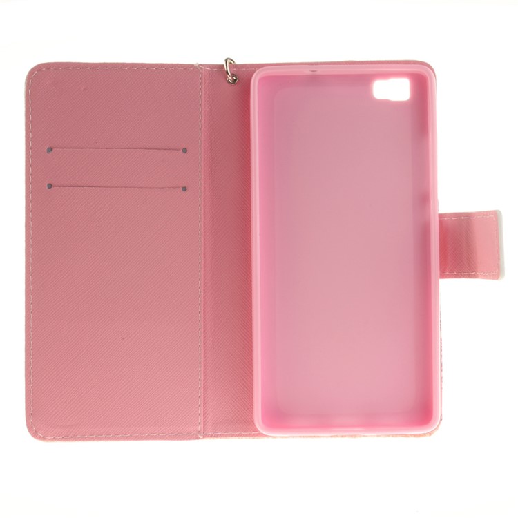 For Huawei Ascend P8 Lite PU Leather Flip Case with Wrist Strap - Colored Henna Flower-10