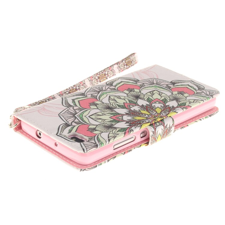 For Huawei Ascend P8 Lite PU Leather Flip Case with Wrist Strap - Colored Henna Flower-5