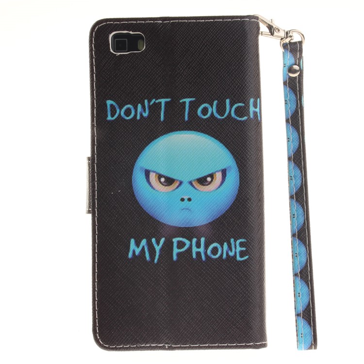 Leather Phone Cover for Huawei Ascend P8 Lite with Card Slots - Angry Face-3