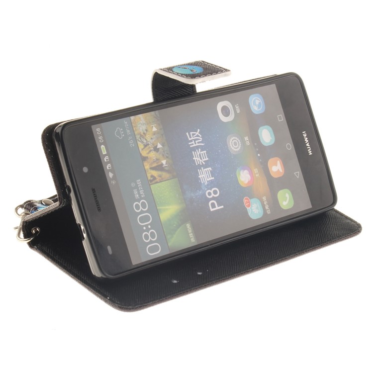 Leather Phone Cover for Huawei Ascend P8 Lite with Card Slots - Angry Face-6