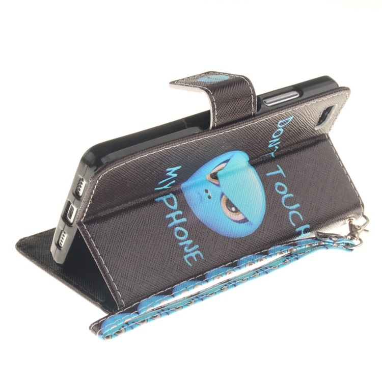 Leather Phone Cover for Huawei Ascend P8 Lite with Card Slots - Angry Face-7