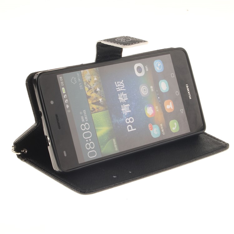 Wallet Stand Leather Cover for Huawei Ascend P8 Lite with Wrist Strap - Shouting Face-6