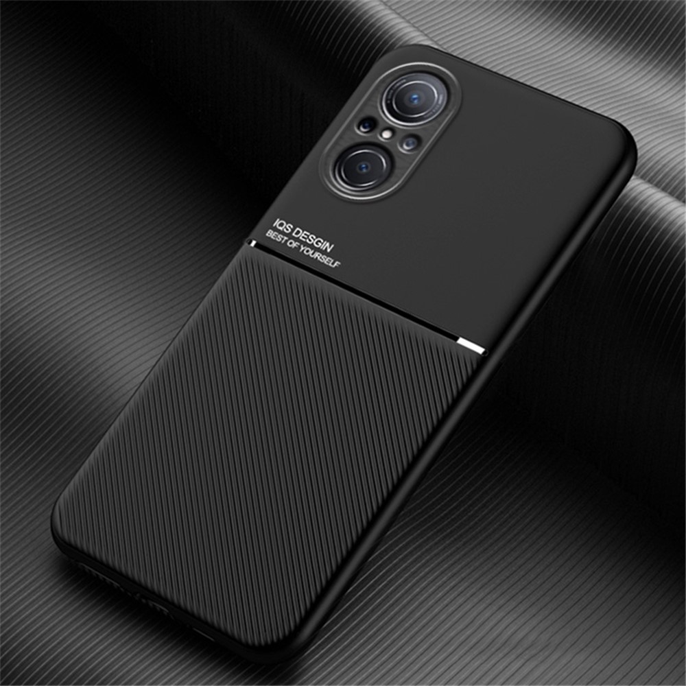 For Huawei nova 9 SE Imprinted PU Leather + TPU Hybrid Case Shockproof Phone Cover with Built-in Metal Sheet - Black-2