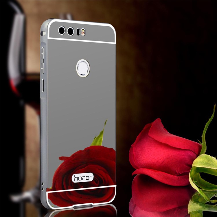 Sliding Metal Frame Plastic Phone Case for Huawei Honor 8 - Grey-1