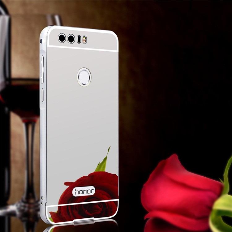 Sliding Metal Frame Plastic Shell Case for Huawei Honor 8 - Silver-1