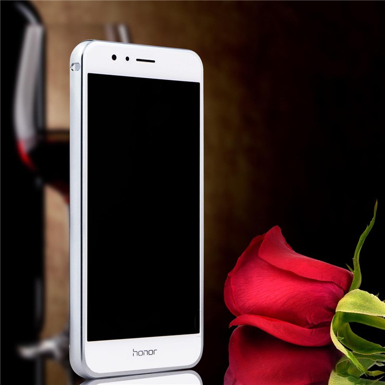 Sliding Metal Frame Plastic Shell Case for Huawei Honor 8 - Silver-2
