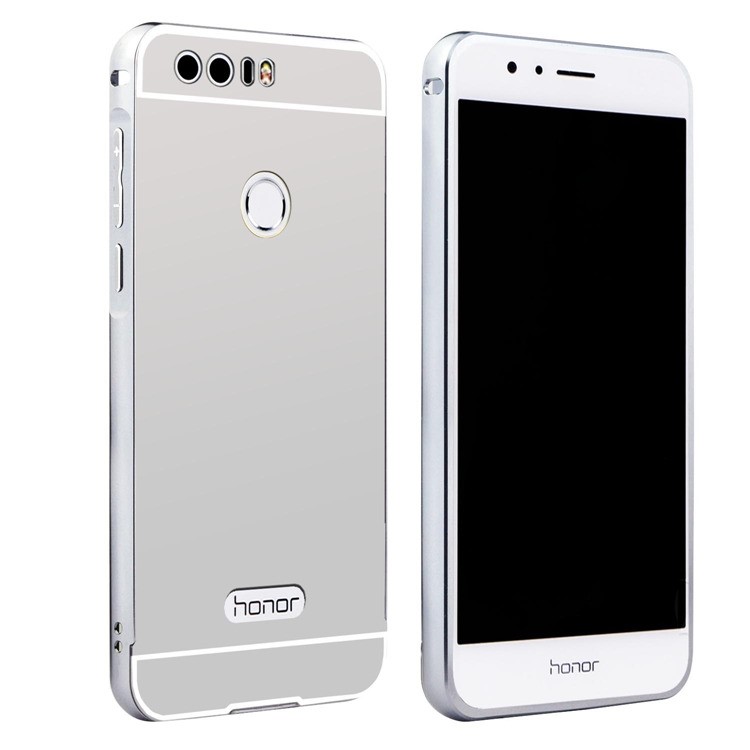 Sliding Metal Frame Plastic Shell Case for Huawei Honor 8 - Silver-3