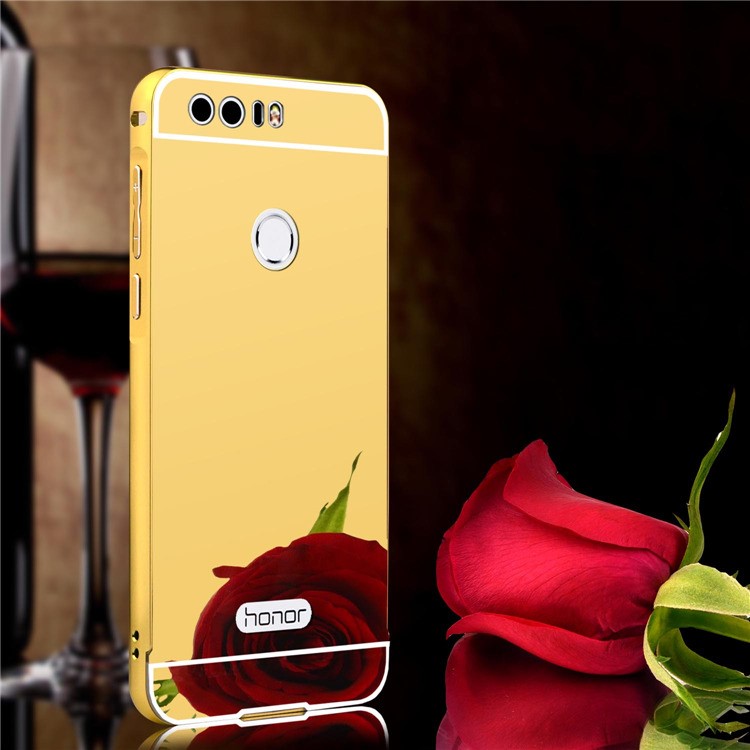 Sliding Metal Frame Plastic Case Cover for Huawei Honor 8 - Gold-1