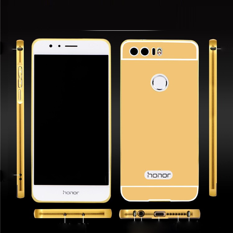 Sliding Metal Frame Plastic Case Cover for Huawei Honor 8 - Gold-6