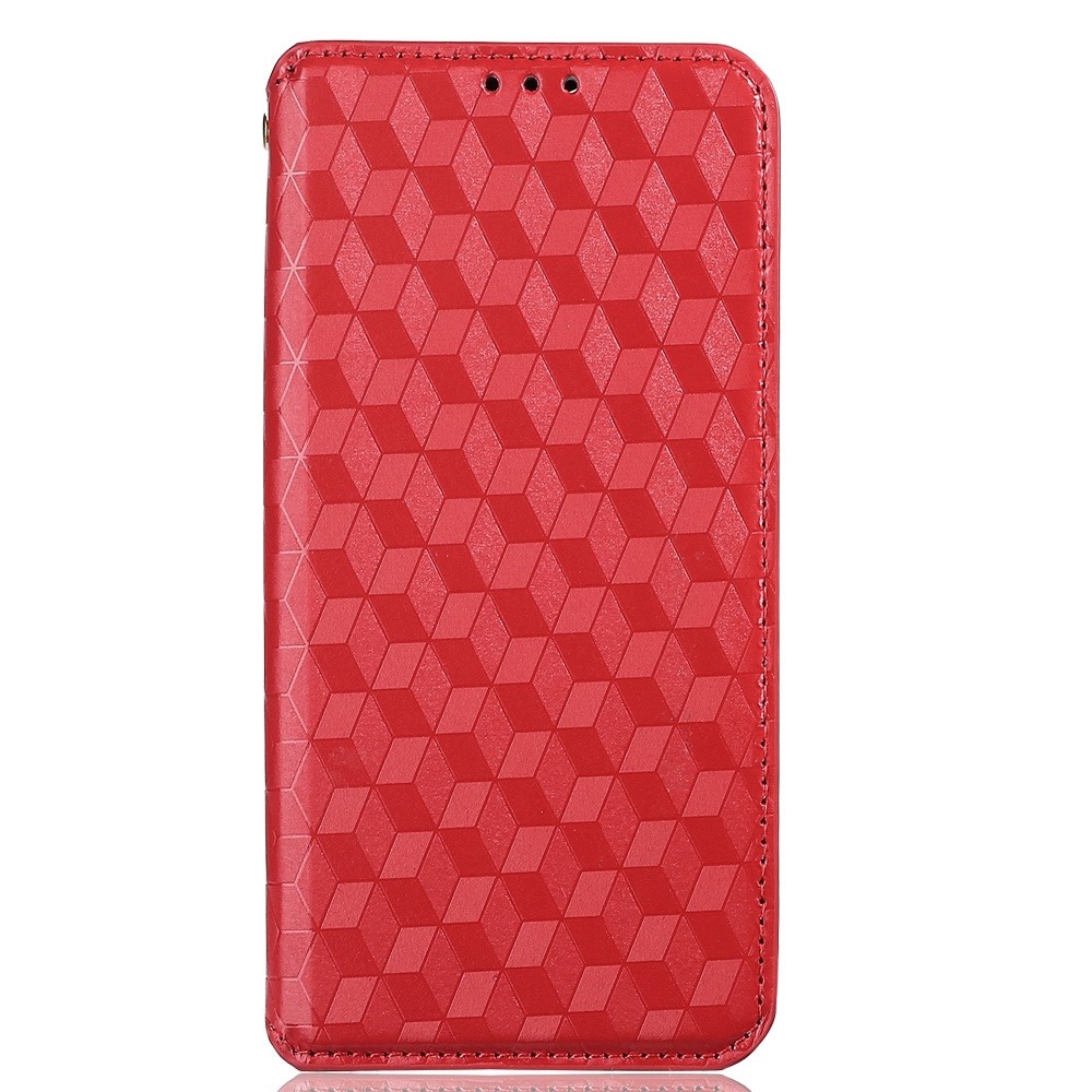For Huawei nova 9 SE/Honor 50 SE Imprinted Rhombus Pattern Wallet Case PU Leather Stand Function Magnetic Auto-absorbed Phone Protector - Red-6