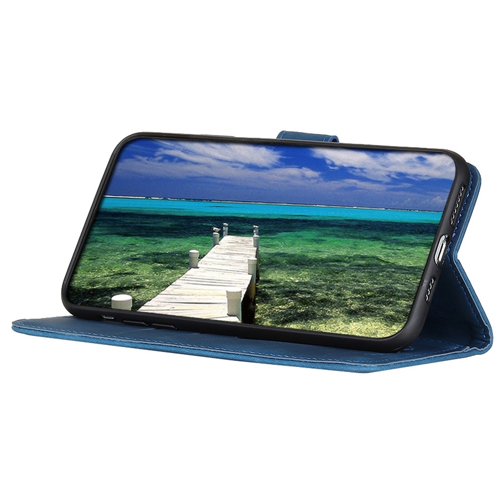 KHAZNEH For Honor X7/Play 30 Plus PU Leather+TPU Dual-layer Protection Cover Retro Texture Stand Wallet Magnetic Phone Case - Blue-3