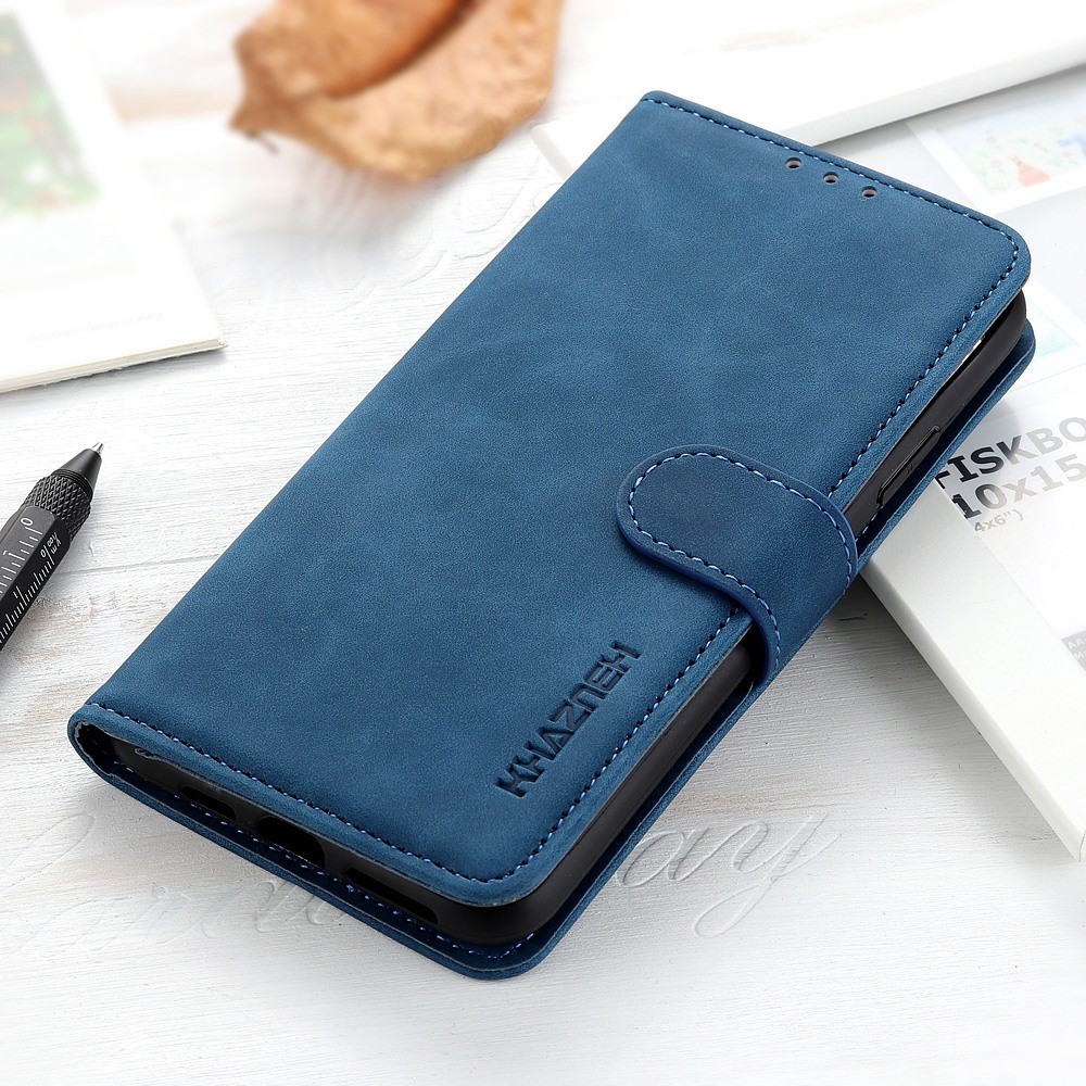 KHAZNEH For Honor X7/Play 30 Plus PU Leather+TPU Dual-layer Protection Cover Retro Texture Stand Wallet Magnetic Phone Case - Blue-5