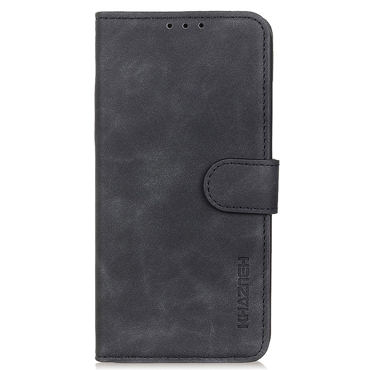 KHAZNEH For Honor Magic4 5G PU Leather+TPU Drop-proof Anti-scratch Protector Retro Texture Stand Wallet Magnetic Phone Case - Black-6