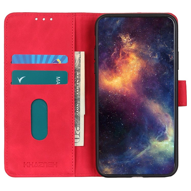 KHAZNEH For Honor Magic4 Pro 5G PU Leather+TPU Anti-fall Protector Magnetic Retro Texture Stand Wallet Phone Case - Red-2