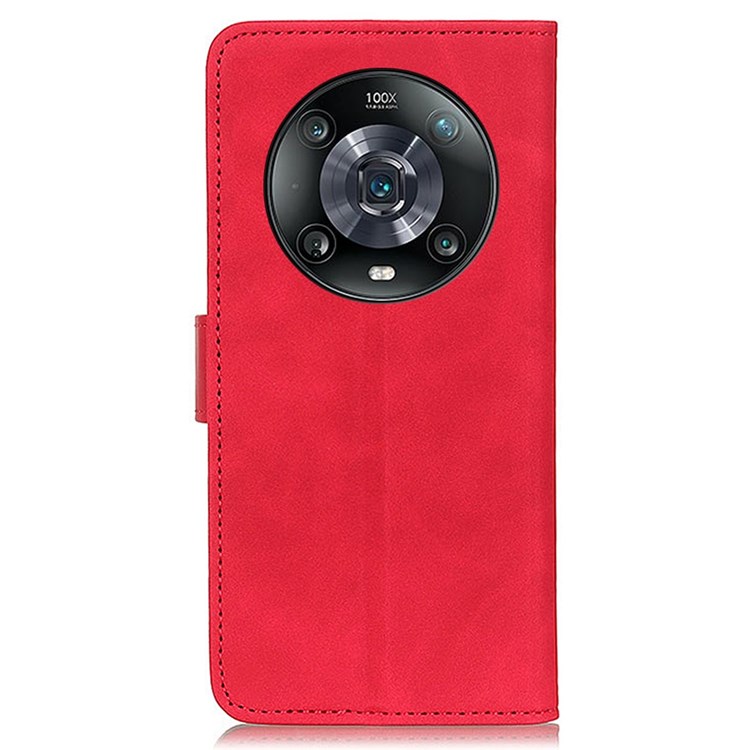 KHAZNEH For Honor Magic4 Pro 5G PU Leather+TPU Anti-fall Protector Magnetic Retro Texture Stand Wallet Phone Case - Red-7