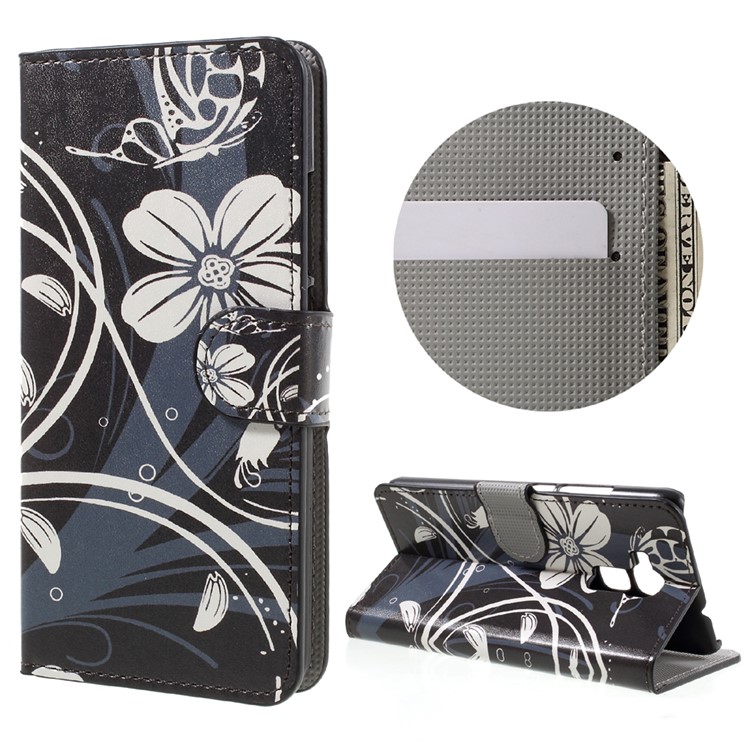 Wallet Leather Stand Case for Huawei Honor 5C / GT3 - White Flowers-1