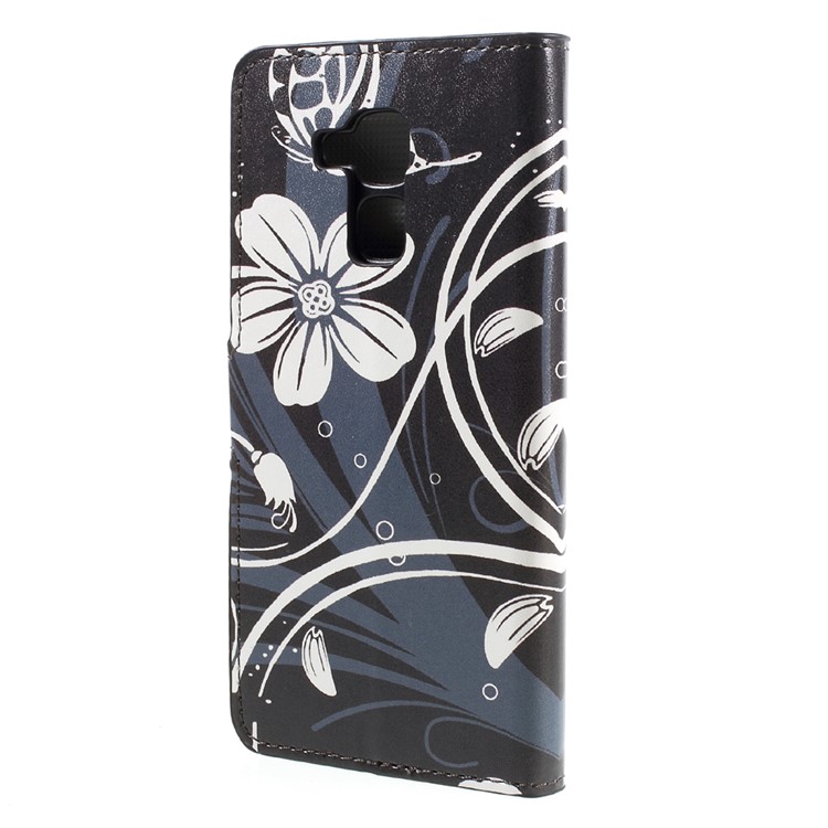 Wallet Leather Stand Case for Huawei Honor 5C / GT3 - White Flowers-2