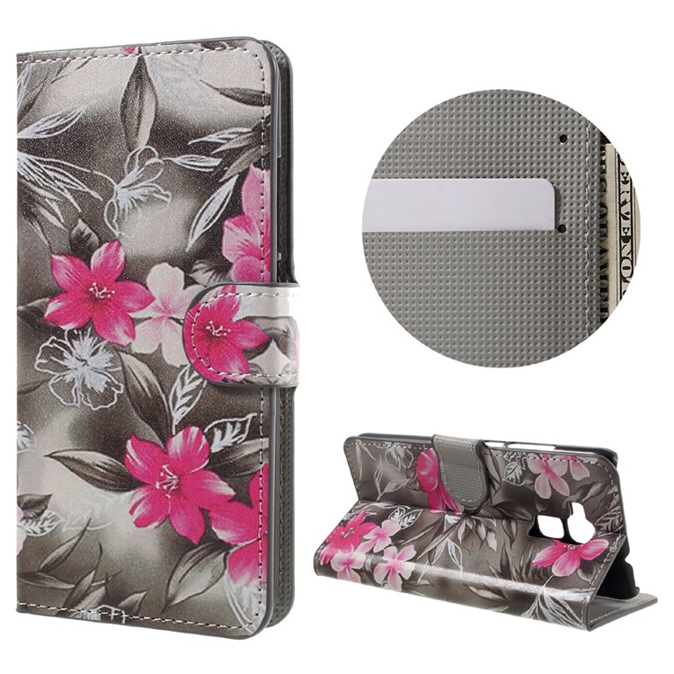 PU Leather Card Holder Case for Huawei Honor 5C / GT3 - Vivid Flowers-1