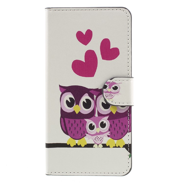 Leather Stand Case with Card Slots for Huawei Honor 5C / GT3 - Hearts and Owls-3