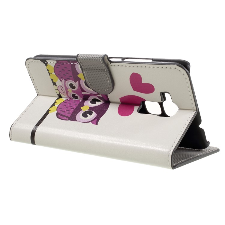 Leather Stand Case with Card Slots for Huawei Honor 5C / GT3 - Hearts and Owls-5