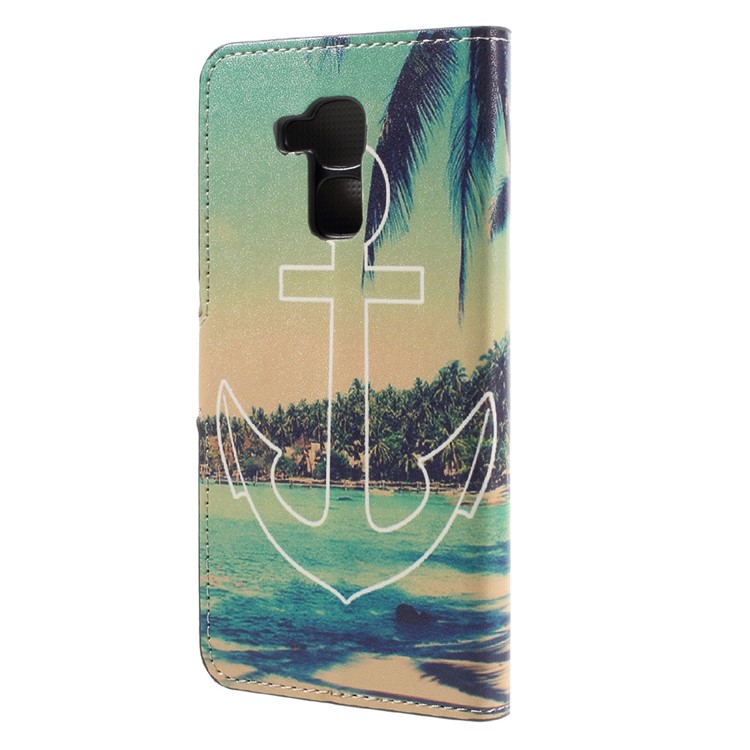Phone Wallet Leather Stand Case for Huawei Honor 5C / GT3 - Anchor Pattern-2