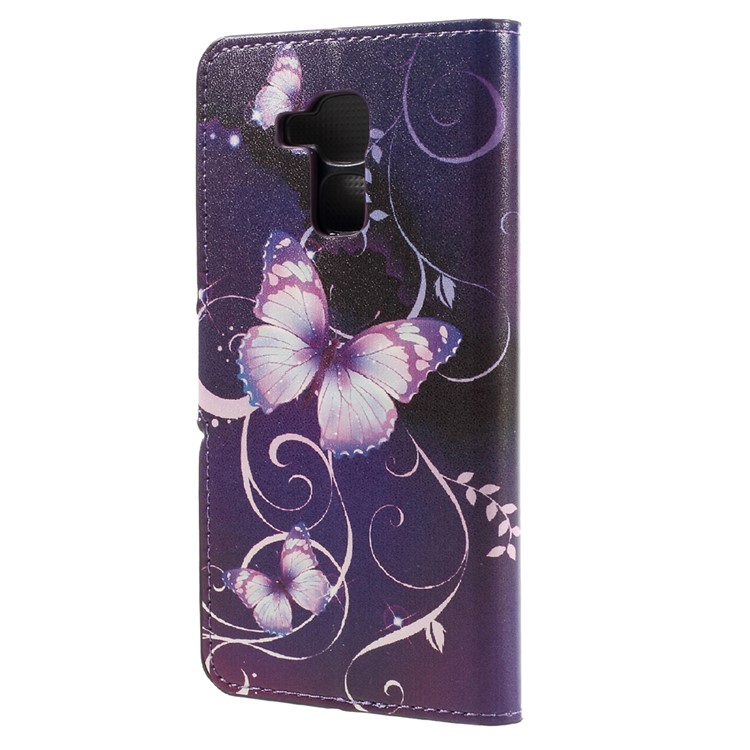 For Huawei Honor 5C / GT3 Wallet Leather Stand Case - Purple Butterflies-2