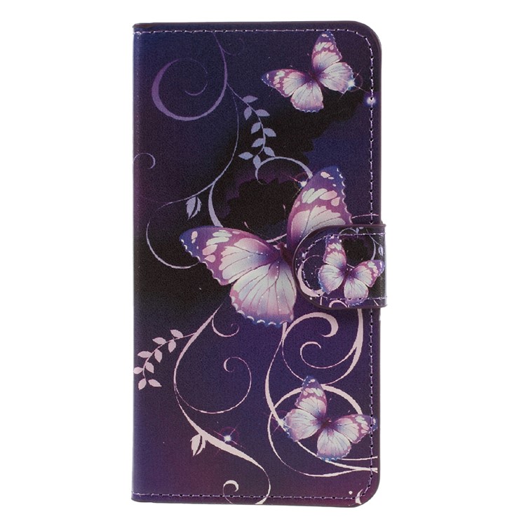 For Huawei Honor 5C / GT3 Wallet Leather Stand Case - Purple Butterflies-3