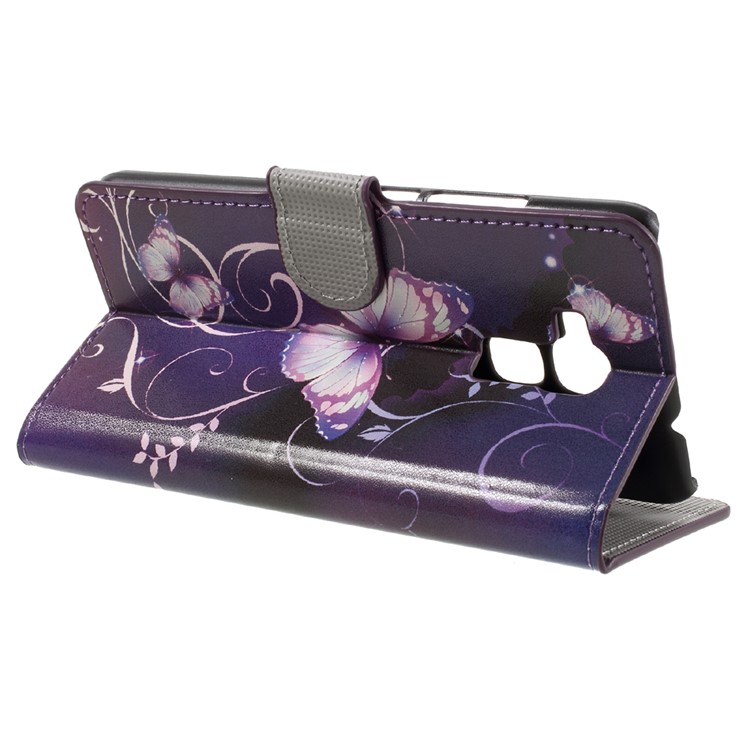 For Huawei Honor 5C / GT3 Wallet Leather Stand Case - Purple Butterflies-5