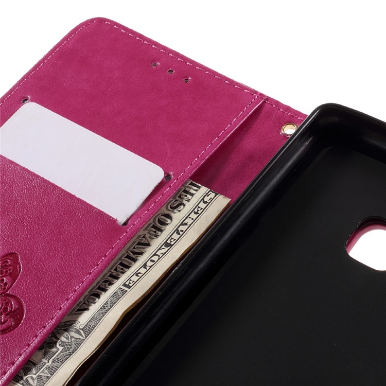 Imprint Flower Leather Case Stand Card Holder for Huawei P9 Lite / G9 Lite - Rose-10