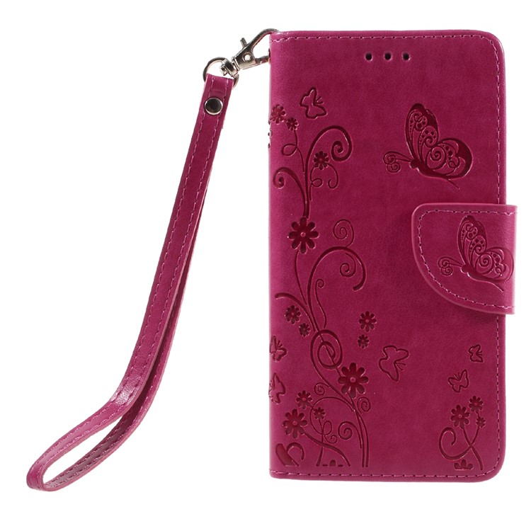 Imprint Flower Leather Case Stand Card Holder for Huawei P9 Lite / G9 Lite - Rose-3