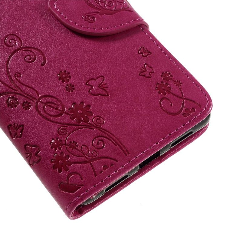 Imprint Flower Leather Case Stand Card Holder for Huawei P9 Lite / G9 Lite - Rose-7