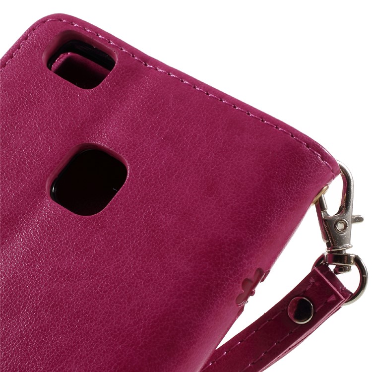 Imprint Flower Leather Case Stand Card Holder for Huawei P9 Lite / G9 Lite - Rose-8