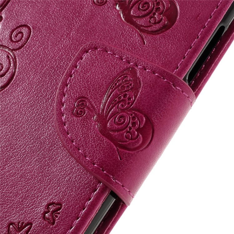 Imprint Flower Leather Case Stand Card Holder for Huawei P9 Lite / G9 Lite - Rose-9