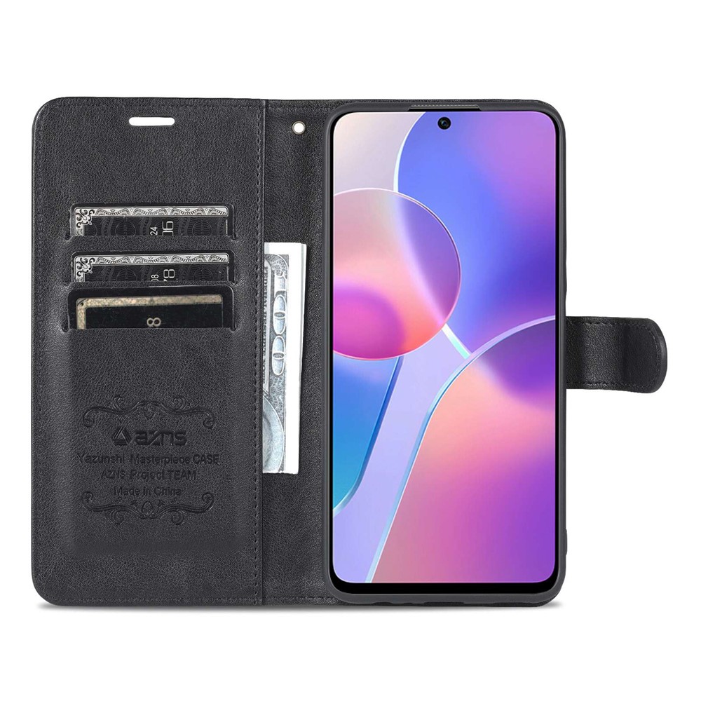 AZNS For Honor X8/X30i Textured Leather Magnetic Protective Book Flip Cover Viewing Stand Wallet Magnetic Cover - Black-2